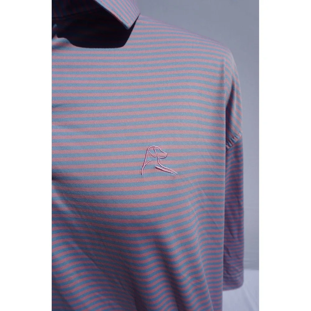 Rhoback Men's Polo XXL, The Bermudan - Pink and Blue Stripe - Picture 2 of 7